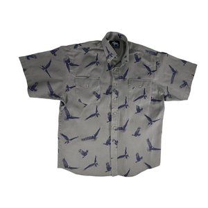 ROPER Rodeo Blue BALD EAGLE Shirt Classic Gray Blue Western Americana Mens LARGE